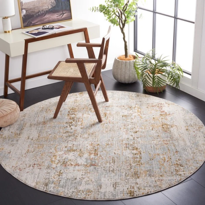 Safavieh Adrianna ADN202 Blue / Gold 6'-7" X 6'-7" Round Area Rug