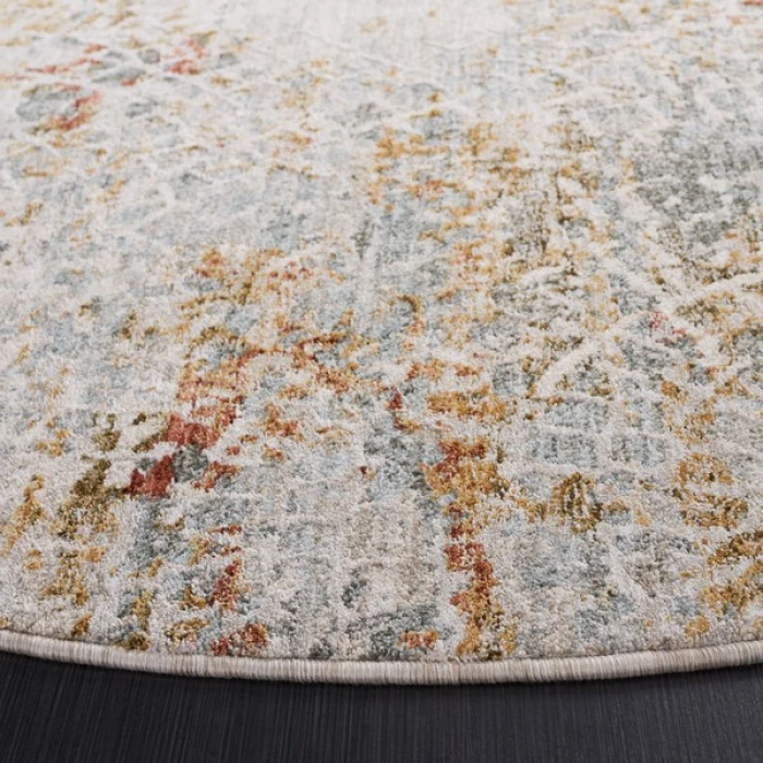Safavieh Adrianna ADN204 Blue / Gold 6'-7" X 6'-7" Round Area Rug