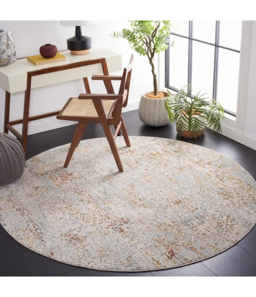 Safavieh Adrianna ADN204 Blue / Gold 6'-7" X 6'-7" Round Area Rug