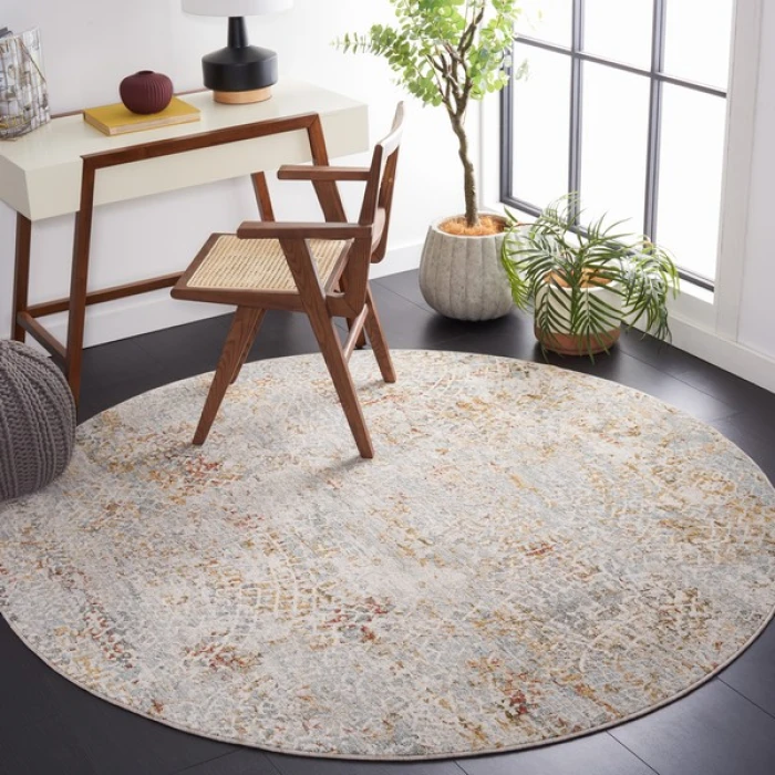 Safavieh Adrianna ADN204 Blue / Gold 6'-7" X 6'-7" Round Area Rug