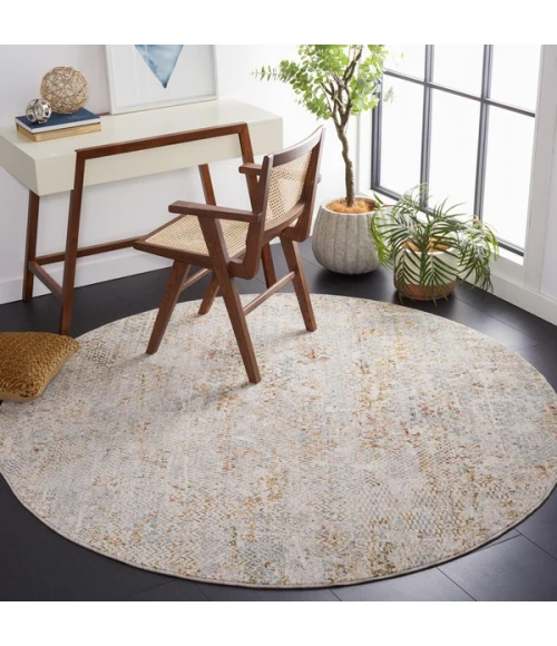 Safavieh Adrianna ADN206 Blue / Gold 6'-7" X 6'-7" Round Area Rug