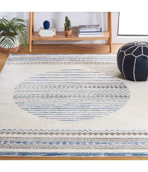 Safavieh Alamo ALM775 Ivory / Navy 5'-3" X 7'-6" Rectangle Area Rug