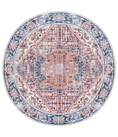 Safavieh Arizona ARZ109 Red / Navy 6' X 6' Round Area Rug