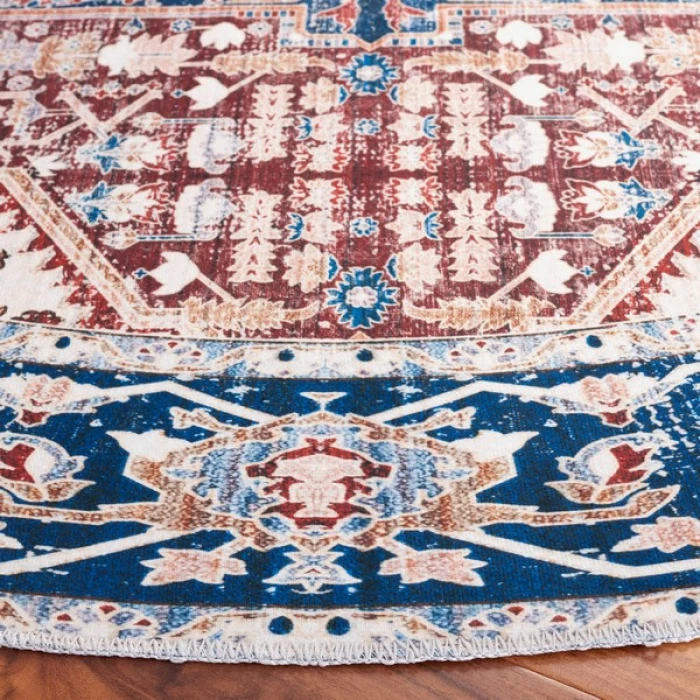 Safavieh Arizona ARZ109 Red / Navy 6' X 6' Round Area Rug