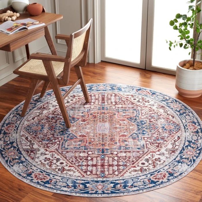 Safavieh Arizona ARZ109 Red / Navy 6' X 6' Round Area Rug