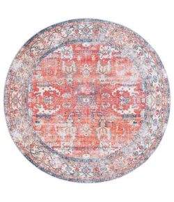 Safavieh Arizona ARZ119 Rust / Aqua 6' X 6' Round Area Rug