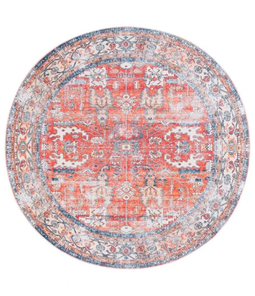 Safavieh Arizona ARZ119 Rust / Aqua 6' X 6' Round Area Rug