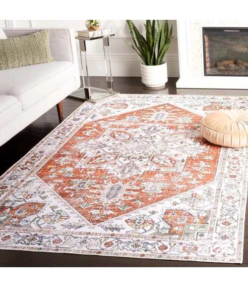 Safavieh Arizona ARZ120 Ivory / Rust 6' X 6' Square Area Rug