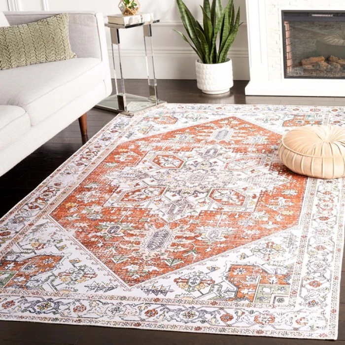 Safavieh Arizona ARZ120 Ivory / Rust 4' X 6' Rectangle Area Rug