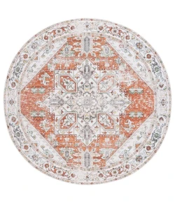 Safavieh Arizona ARZ120 Ivory / Rust 6' X 6' Round Area Rug