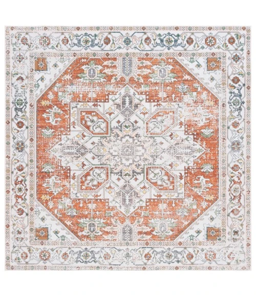 Safavieh Arizona ARZ120 Ivory / Rust 6' X 6' Square Area Rug