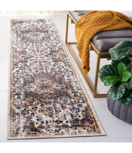 Safavieh Astoria ASA402 Ivory / Blue Rust 2'-2" X 8' Runner Area Rug