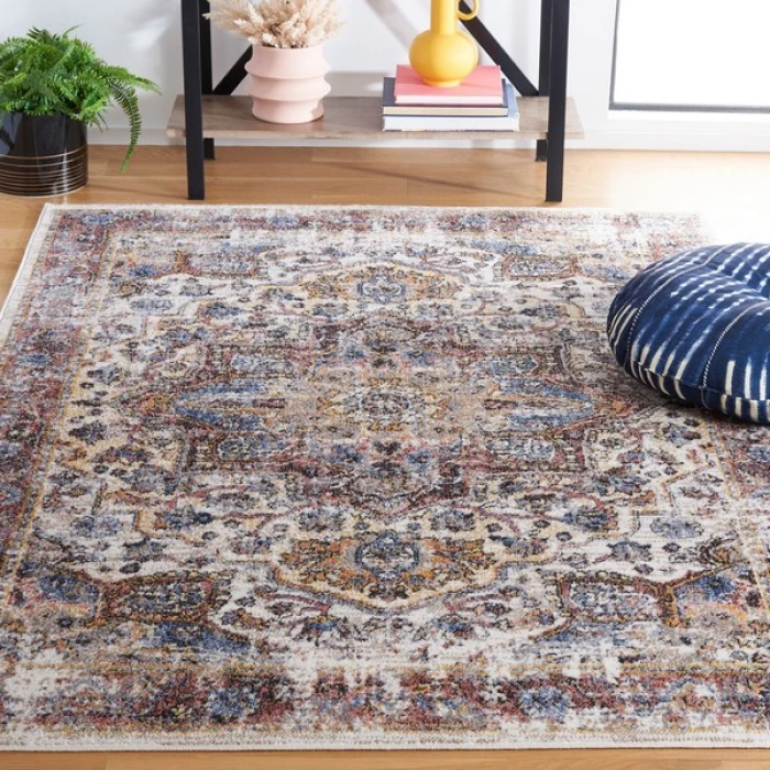 Safavieh Astoria ASA402 Ivory / Blue Rust 6'-7" X 6'-7" Square Area Rug