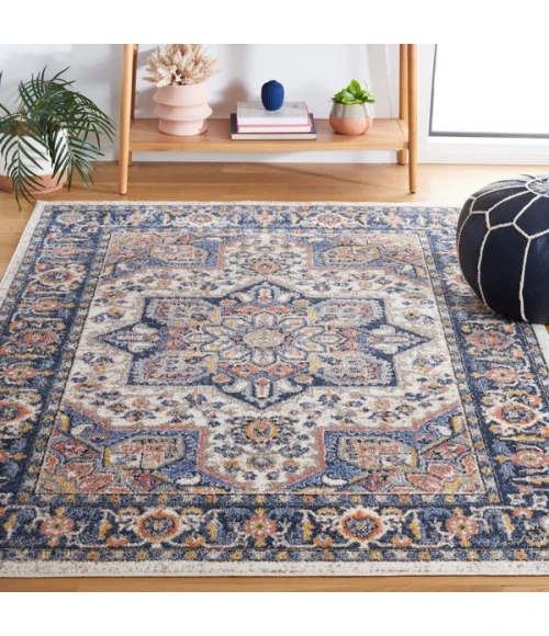 Safavieh Astoria ASA404 Blue / Rust 6'-7" X 6'-7" Square Area Rug