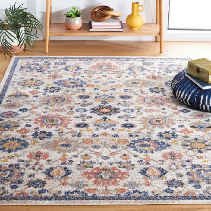 Safavieh Astoria ASA410 Beige / Blue 6'-7" X 6'-7" Square Area Rug