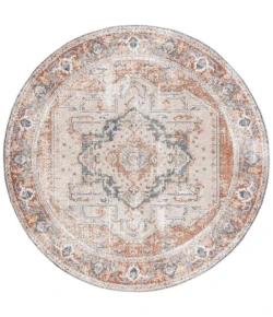Safavieh Baltimore BAL854 Beige / Rust 6'-7" X 6'-7" Round Area Rug