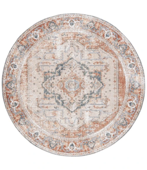 Safavieh Baltimore BAL854 Beige / Rust 6'-7" X 6'-7" Round Area Rug