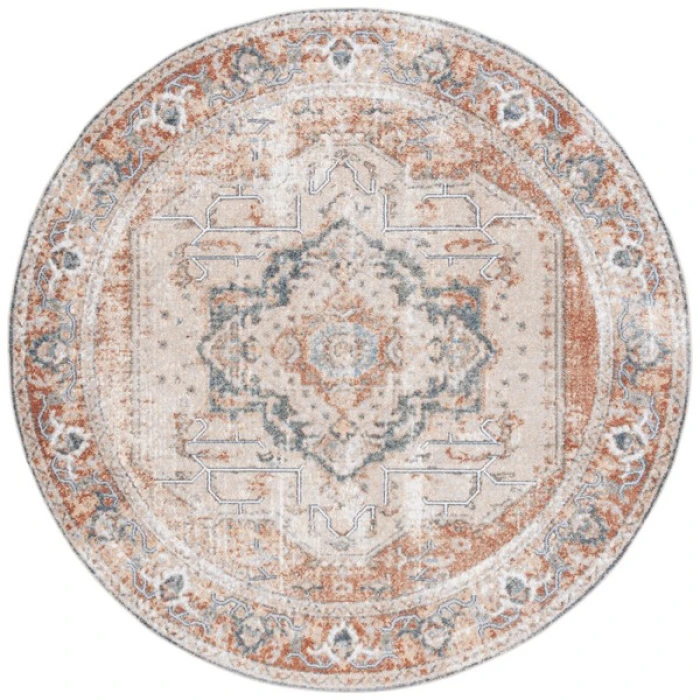 Safavieh Baltimore BAL854 Beige / Rust 6'-7" X 6'-7" Round Area Rug