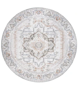 Safavieh Baltimore BAL854 Light Grey / Rust 6'-7" X 6'-7" Round Area Rug