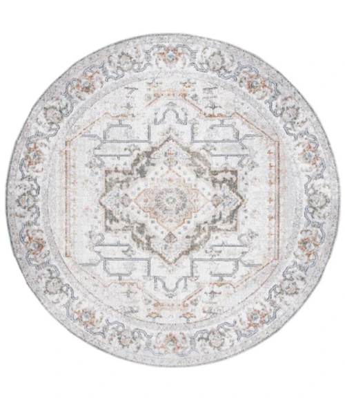 Safavieh Baltimore BAL854 Light Grey / Rust 6'-7" X 6'-7" Round Area Rug