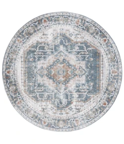 Safavieh Baltimore BAL854 Light Grey / Blue 6'-7" X 6'-7" Round Area Rug