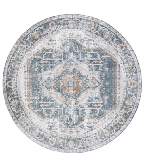 Safavieh Baltimore BAL854 Light Grey / Blue 6'-7" X 6'-7" Round Area Rug