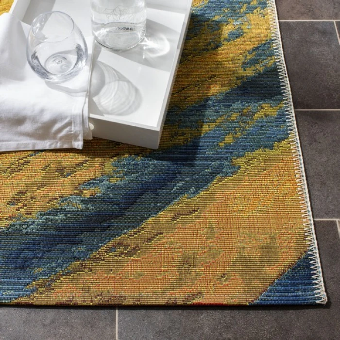 Safavieh Barbados BAR510 Blue / Gold 8'-0" x 10'-5" Rectangle Area Rug