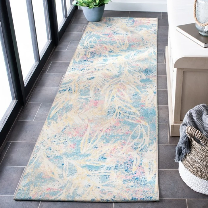 Safavieh Barbados BAR512 Light Blue / Ivory 2'-8" X 8' Runner Area Rug