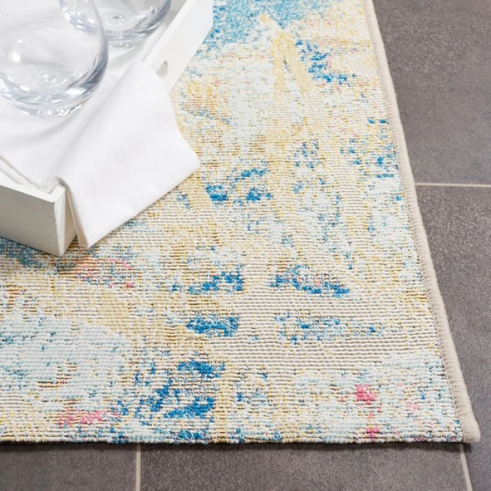 Safavieh Barbados BAR512 Light Blue / Ivory 2'-8" X 8' Runner Area Rug