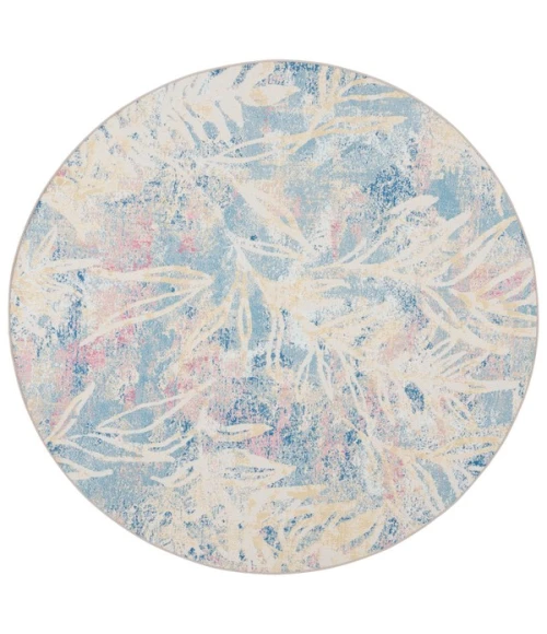 Safavieh Barbados BAR512 Light Blue / Ivory 6'-6" X 6'-6" Round Area Rug