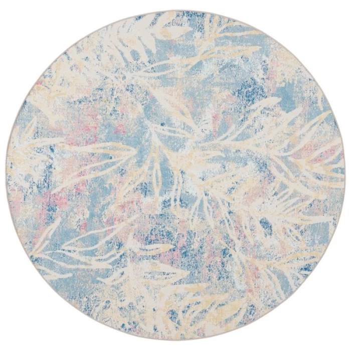 Safavieh Barbados BAR512 Light Blue / Ivory 6'-6" X 6'-6" Round Area Rug