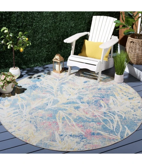 Safavieh Barbados BAR512 Light Blue / Ivory 6'-6" X 6'-6" Round Area Rug