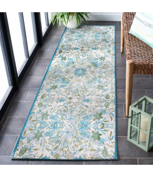Safavieh Barbados BAR513 Ivory / Light Blue 2'-8" X 8' Runner Area Rug
