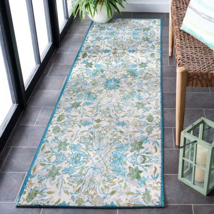 Safavieh Barbados BAR513 Ivory / Light Blue 2'-8" X 8' Runner Area Rug