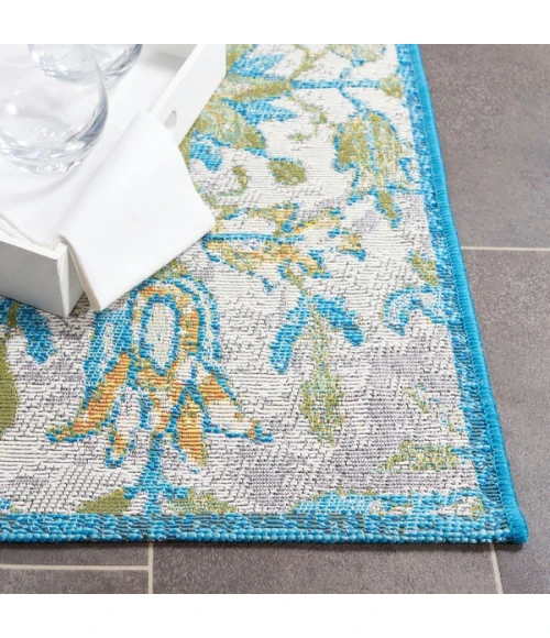 Safavieh Barbados BAR513 Ivory / Light Blue 6'-6" X 6'-6" Round Area Rug