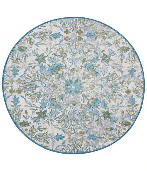 Safavieh Barbados BAR513 Ivory / Light Blue 6'-6" X 6'-6" Round Area Rug