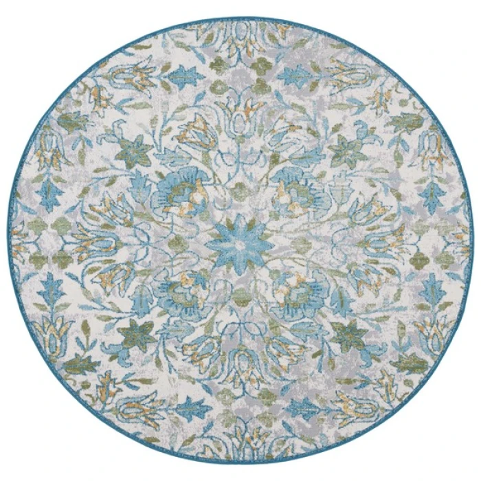 Safavieh Barbados BAR513 Ivory / Light Blue 6'-6" X 6'-6" Round Area Rug