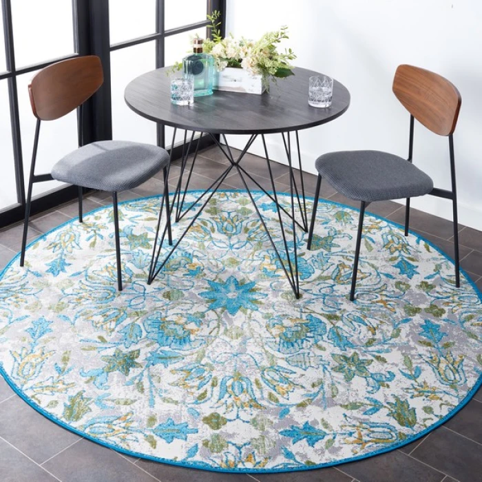 Safavieh Barbados BAR513 Ivory / Light Blue 6'-6" X 6'-6" Round Area Rug