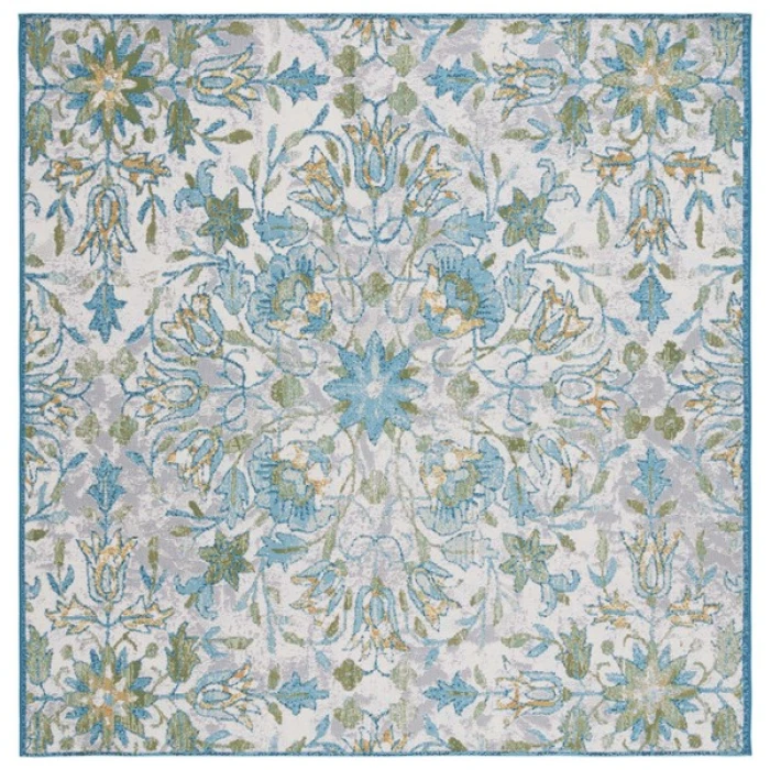 Safavieh Barbados BAR513 Ivory / Light Blue 6'-6" x 6'-6"Square Square Area Rug