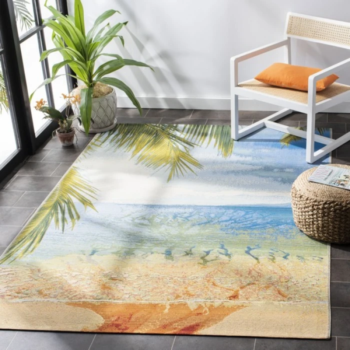 Safavieh Barbados BAR515 Gold / Blue 3'-3" X 5'-3" Rectangle Area Rug