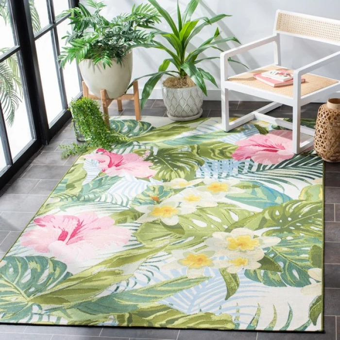 Safavieh Barbados BAR516 Green / Pink 9'-10" x 12'-5" Rectangle Area Rug