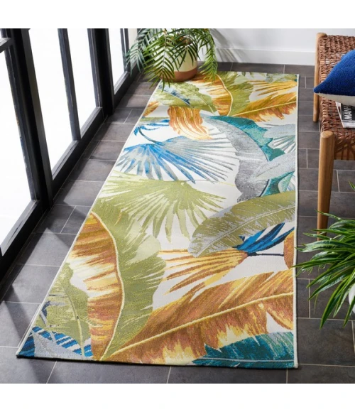 Safavieh Barbados BAR520 Gold / Green 2'-8" x 10'-5" Runner Area Rug