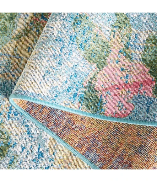 Safavieh Barbados BAR522 Light Blue / Green 6'-6" X 6'-6" Round Area Rug