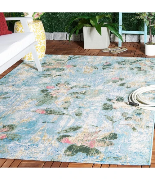 Safavieh Barbados BAR522 Light Blue / Green 5'-3" X 7'-6" Rectangle Area Rug