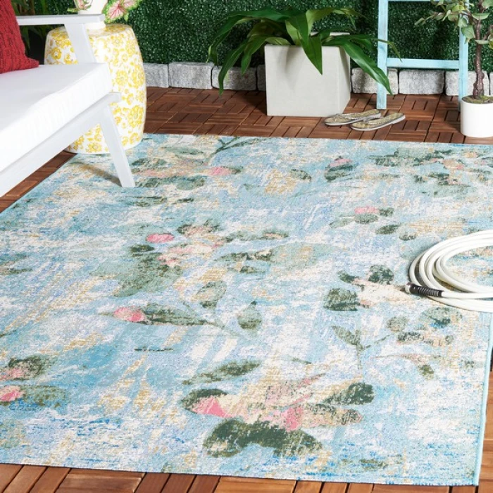 Safavieh Barbados BAR522 Light Blue / Green 9'-10" x 12'-5" Rectangle Area Rug