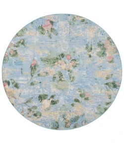 Safavieh Barbados BAR522 Light Blue / Green 6'-6" X 6'-6" Round Area Rug