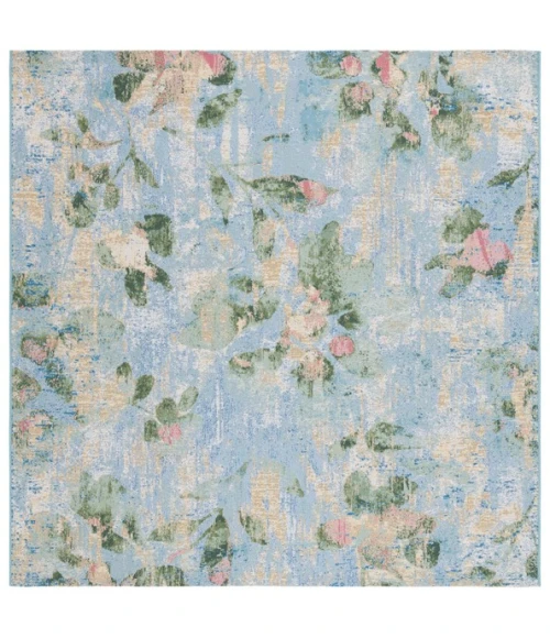 Safavieh Barbados BAR522 Light Blue / Green 6'-6" x 6'-6"Square Square Area Rug