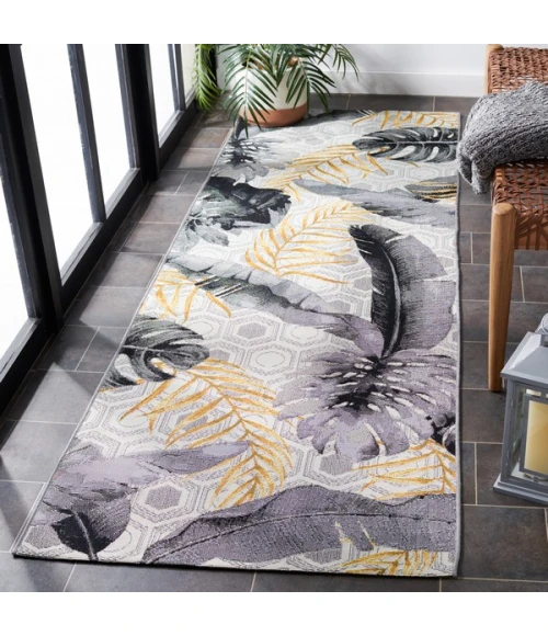 Safavieh Barbados BAR524 Grey / Gold 2'-8" x 10'-5" Runner Area Rug