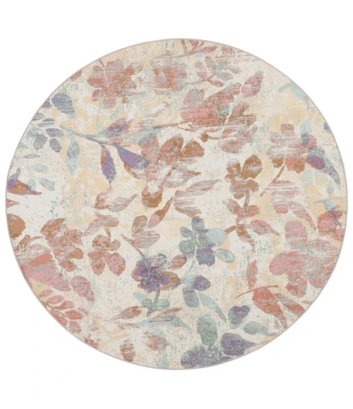 Safavieh Barbados BAR525 Beige / Red 6'-6" X 6'-6" Round Area Rug