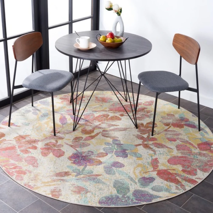 Safavieh Barbados BAR525 Beige / Red 6'-6" X 6'-6" Round Area Rug